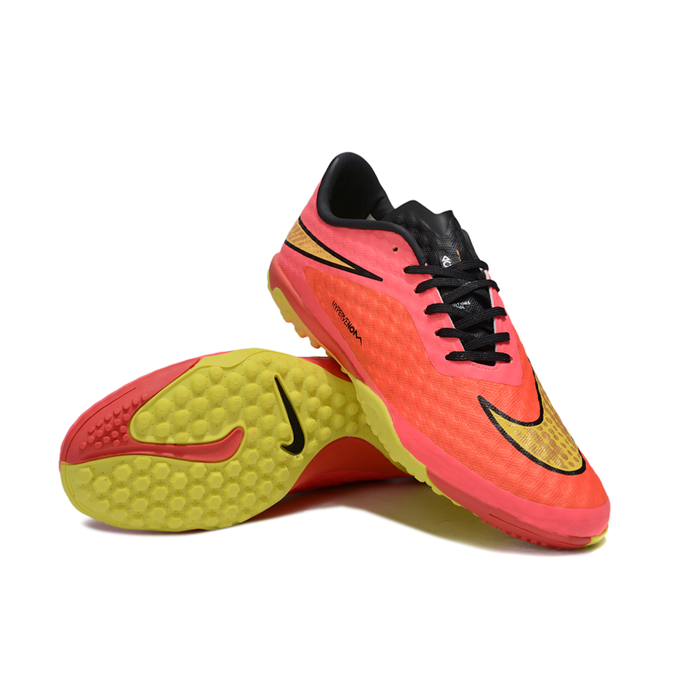 Chuteira Society Nike Hypervenom TF Rosa e Amarelo