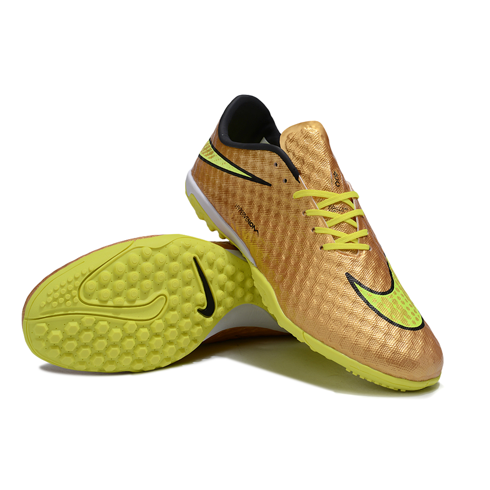 Chuteira Society Nike Hypervenom TF Dourado e Amarelo