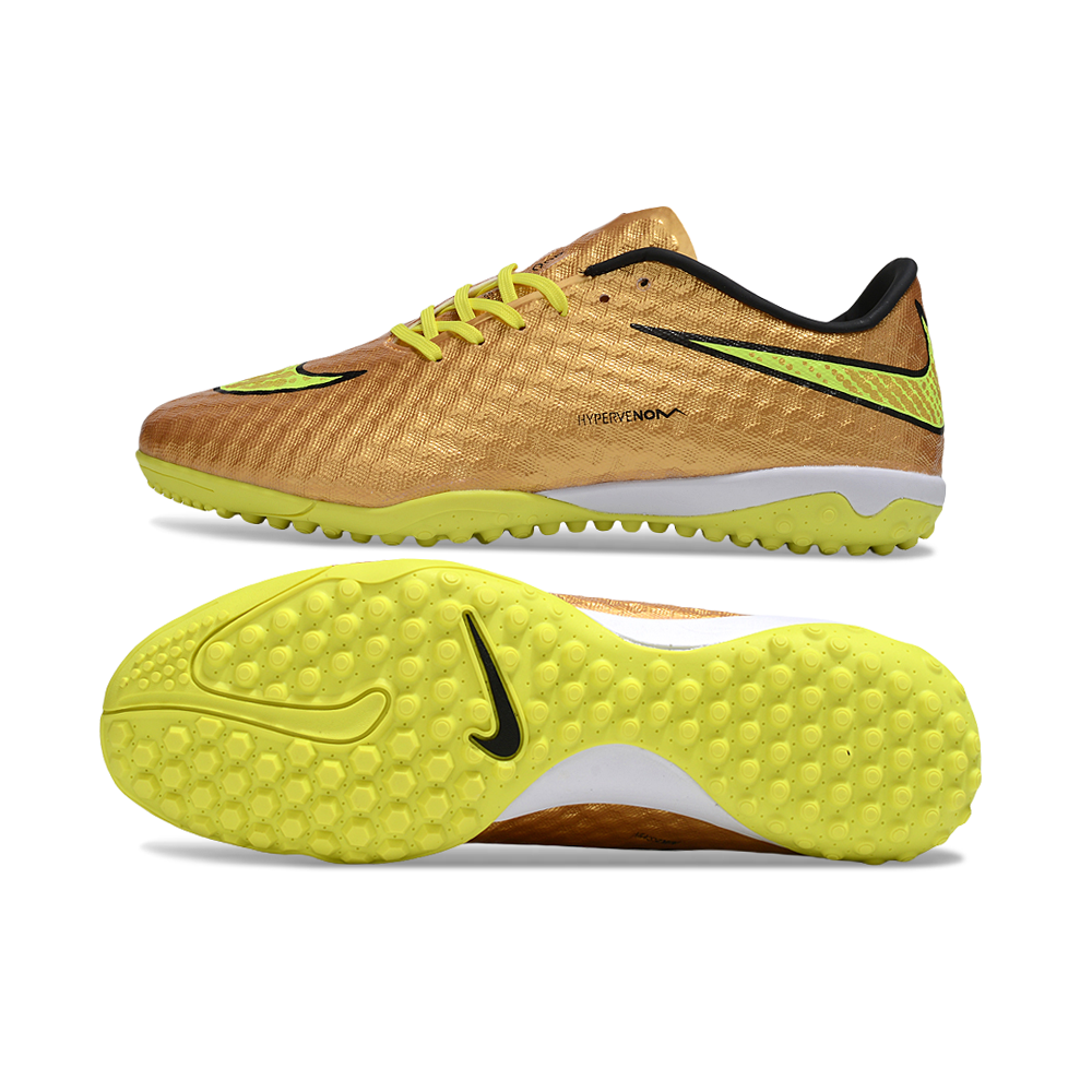 Chuteira Society Nike Hypervenom TF Dourado e Amarelo