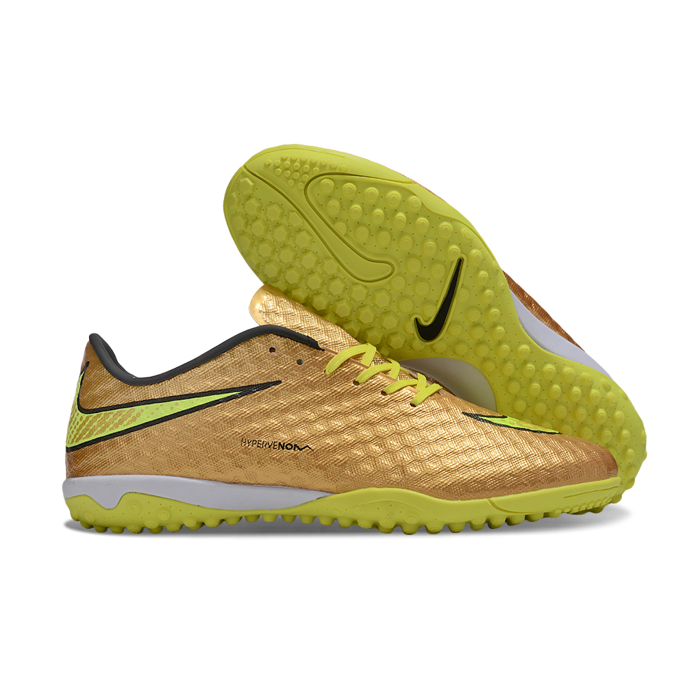 Chuteira Society Nike Hypervenom TF Dourado e Amarelo