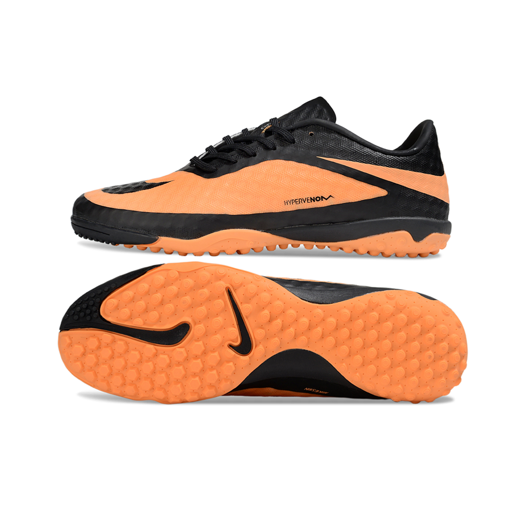 Chuteira Society Nike Hypervenom TF Laranja e Preto