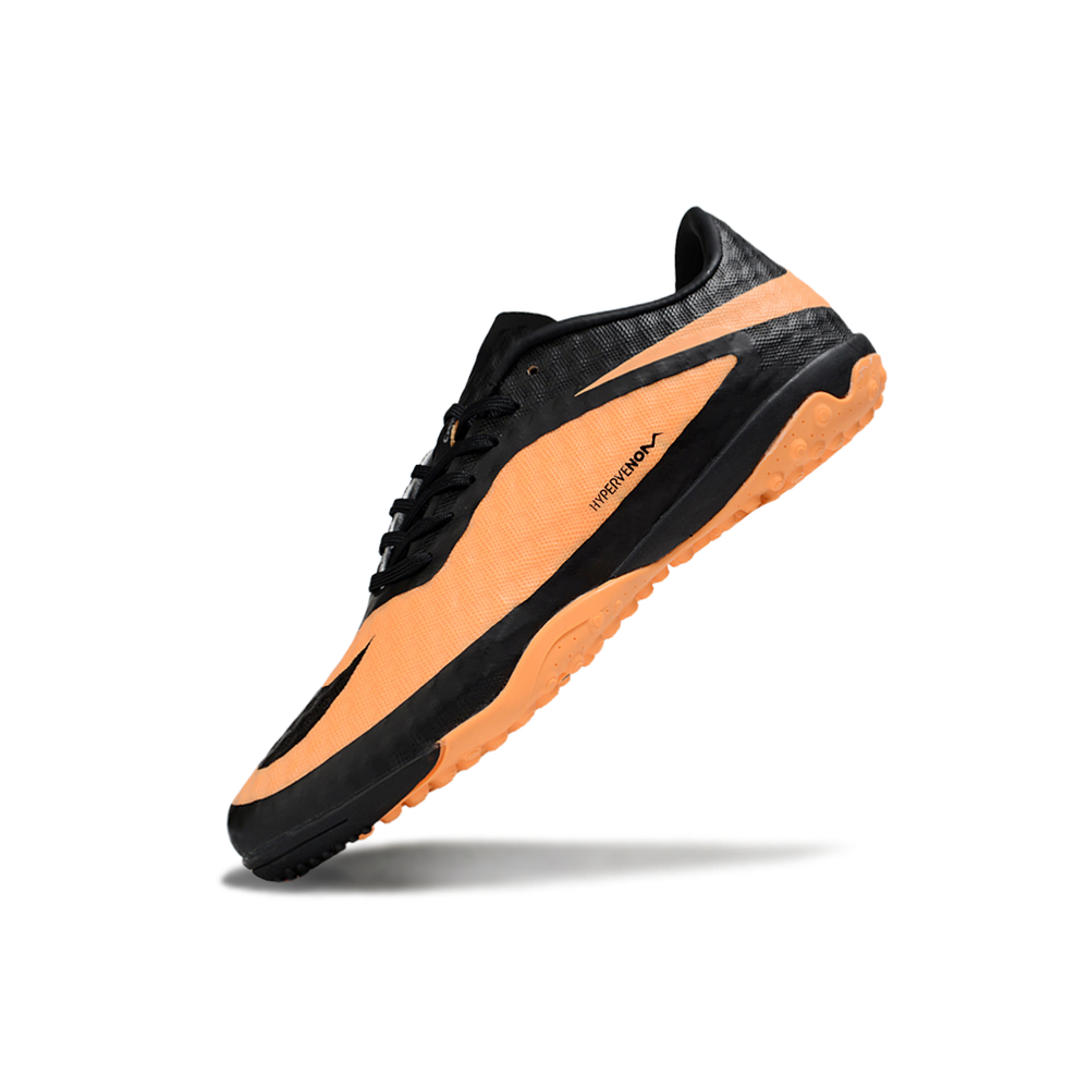 Chuteira Society Nike Hypervenom TF Laranja e Preto