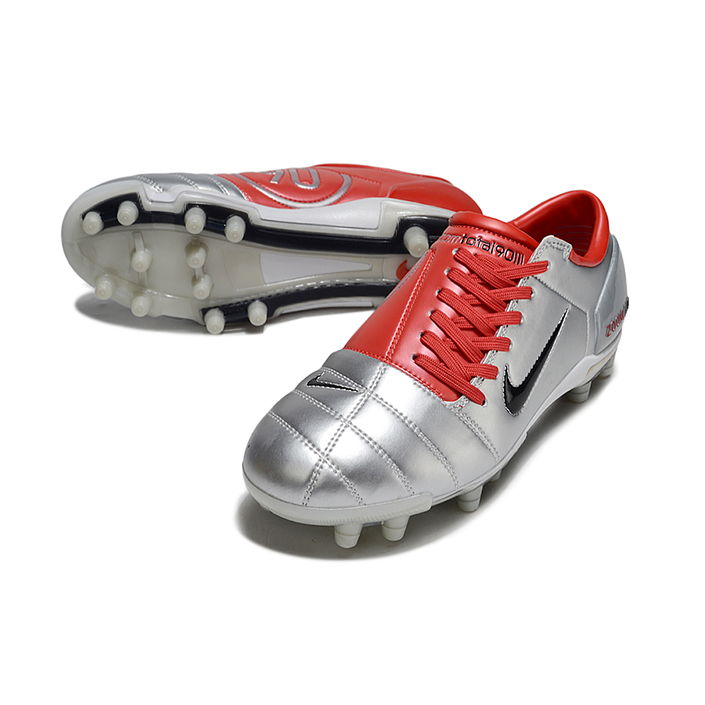 Chuteira Campo Nike Total 90 FG Prata e Vermelho