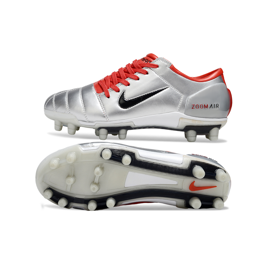 Chuteira Campo Nike Total 90 FG Prata e Vermelho