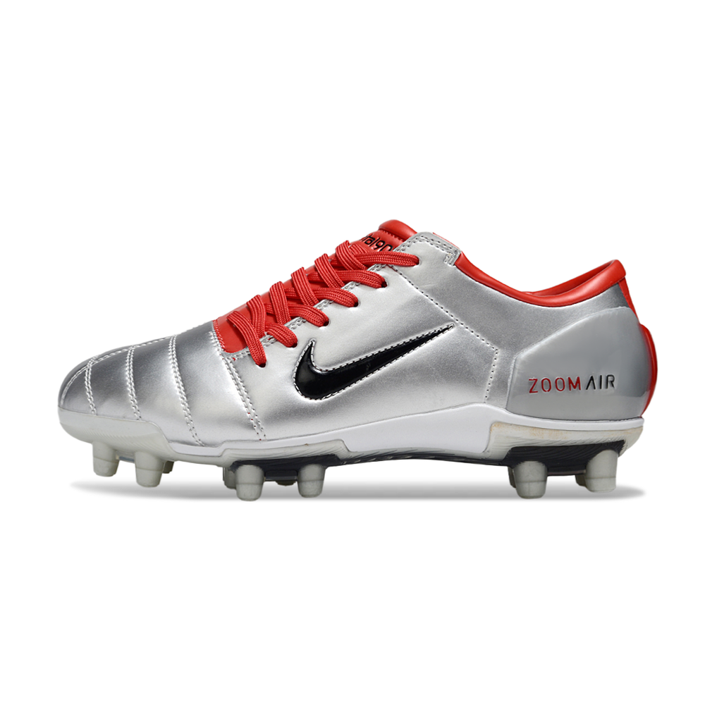 Chuteira Campo Nike Total 90 FG Prata e Vermelho