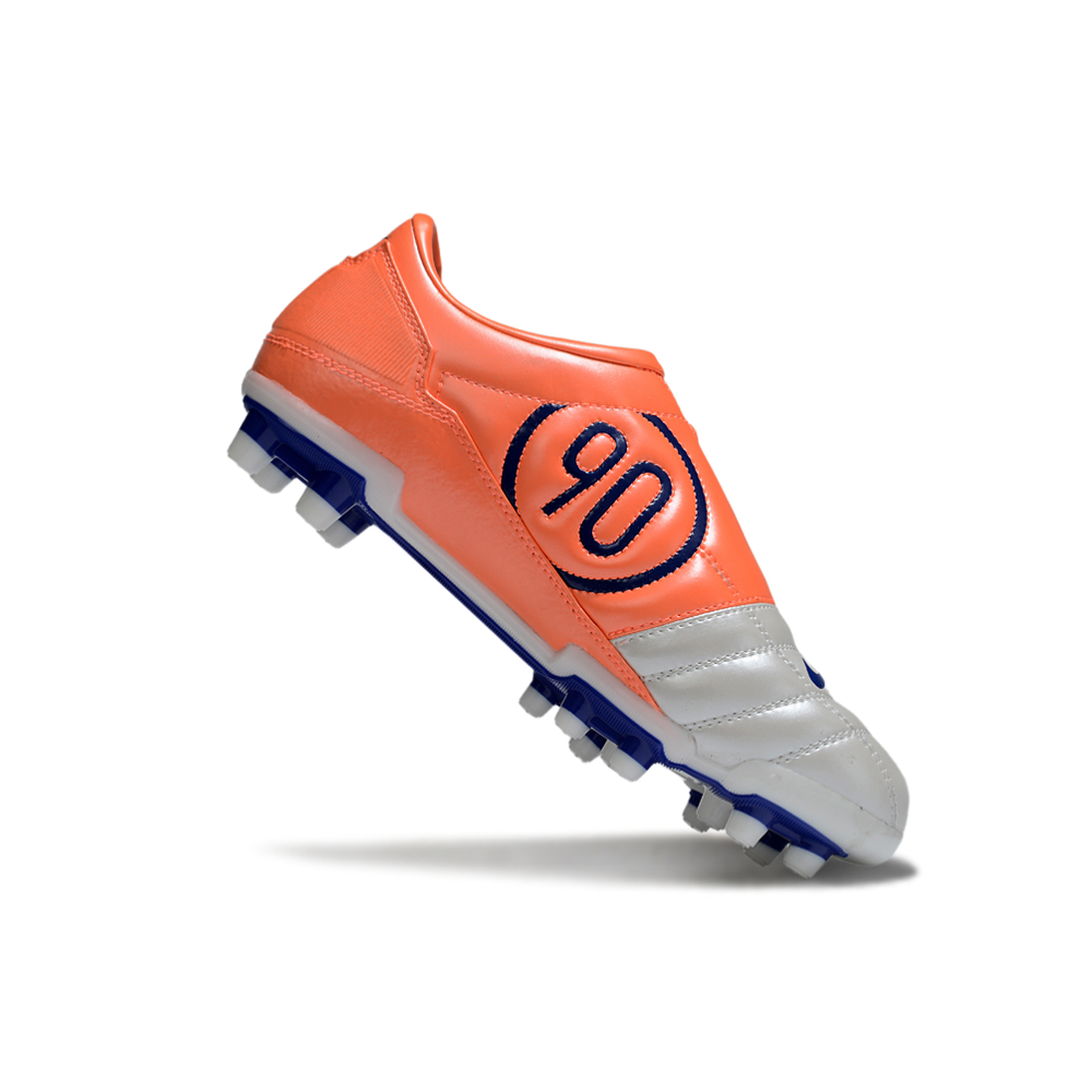 Chuteira Campo Nike Total 90 FG Prata, Laranja e Azul