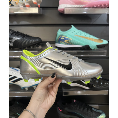 Chuteira Campo Nike Air Zoom Mercurial Vapor 1 Elite FG Prata e Verde - Pronta Entrega