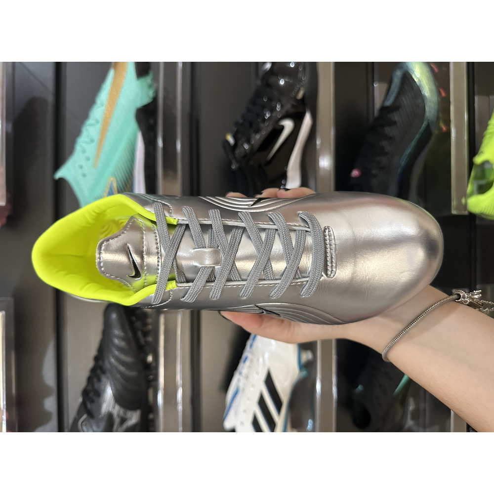 Chuteira Campo Nike Air Zoom Mercurial Vapor 1 Elite FG Prata e Verde - Pronta Entrega
