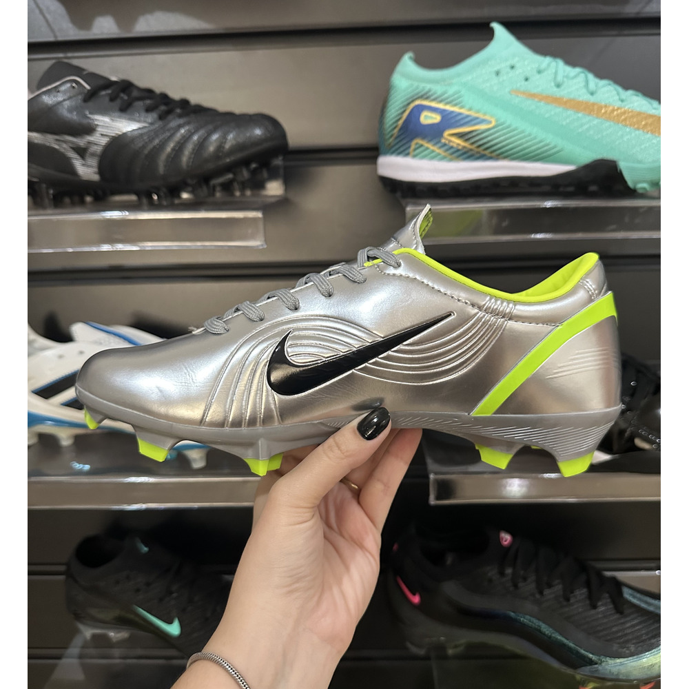 Chuteira Campo Nike Air Zoom Mercurial Vapor 1 Elite FG Prata e Verde - Pronta Entrega