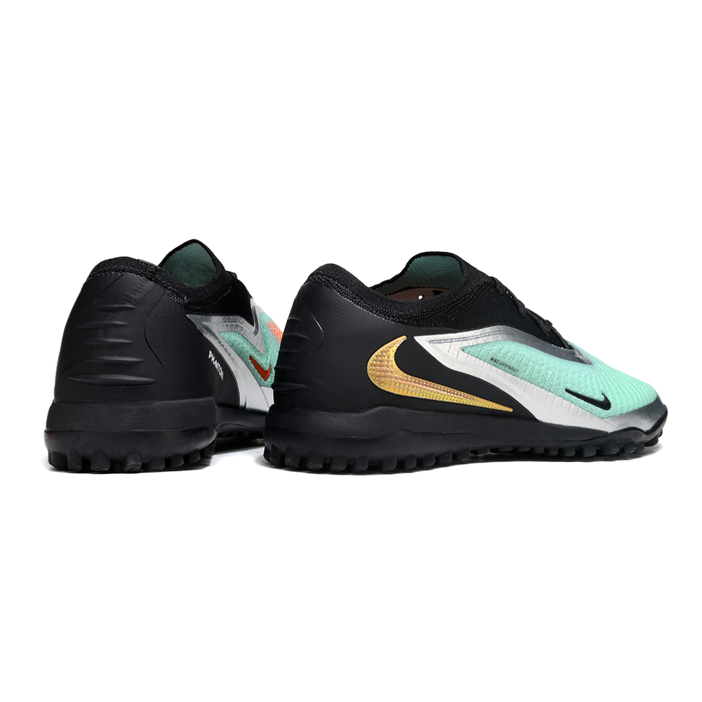 Chuteira Society Nike Phantom GX 6 Elite TF Preto, Verde e Dourado