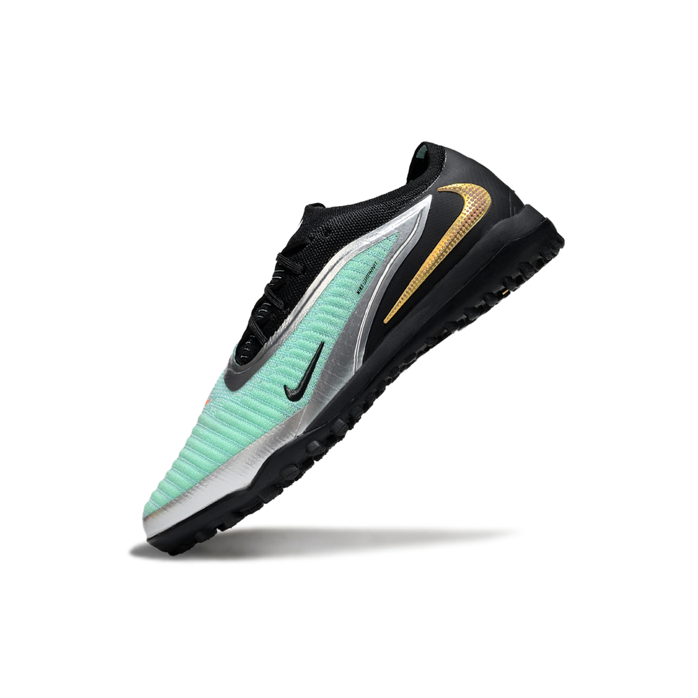 Chuteira Society Nike Phantom GX 6 Elite TF Preto, Verde e Dourado