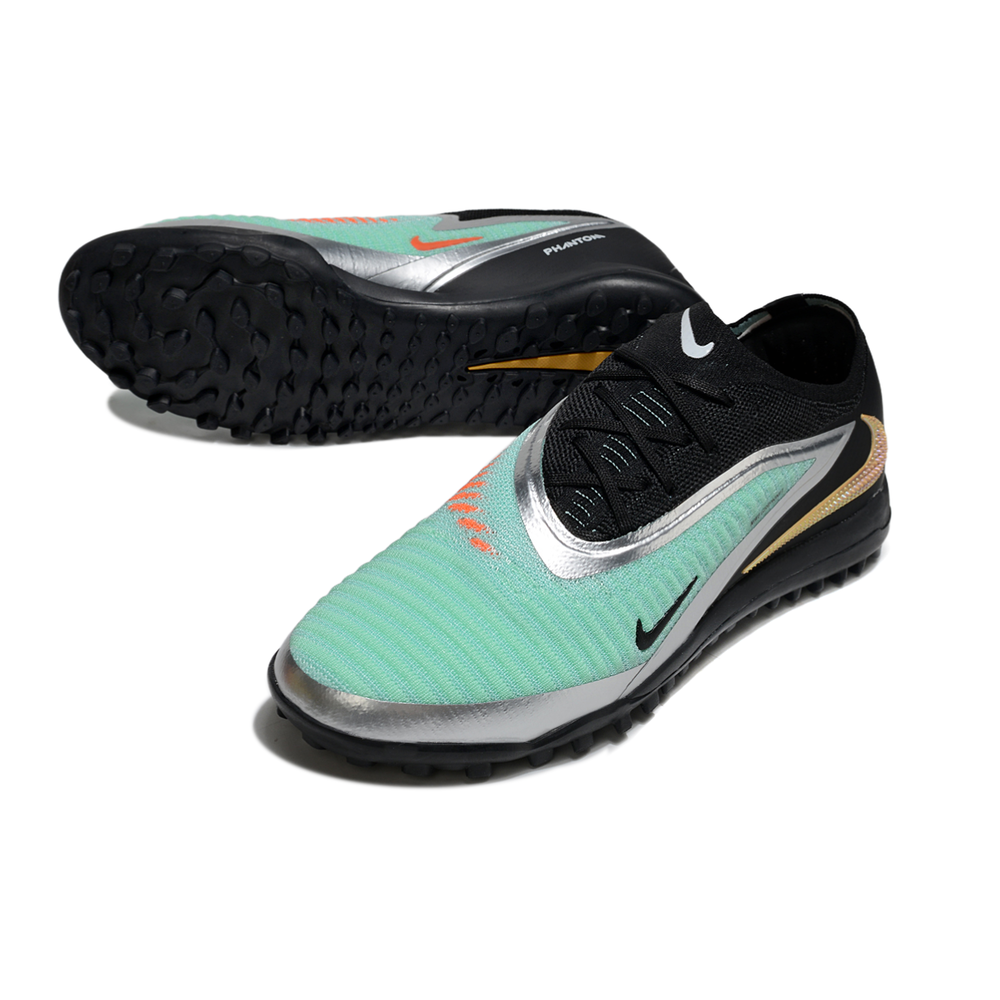 Chuteira Society Nike Phantom GX 6 Elite TF Preto, Verde e Dourado