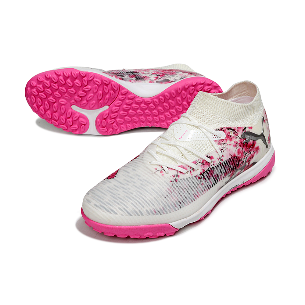 Chuteira Society Puma Future 8 TF Rosa e Branco