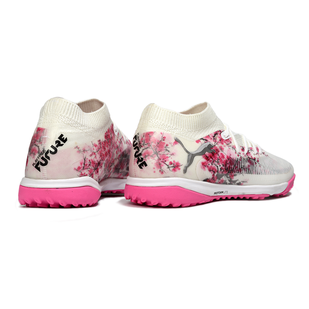 Chuteira Society Puma Future 8 TF Rosa e Branco