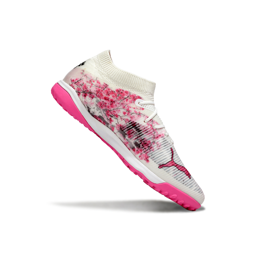 Chuteira Society Puma Future 8 TF Rosa e Branco