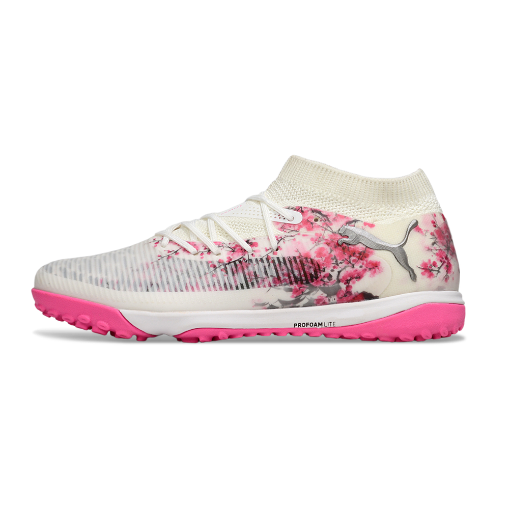 Chuteira Society Puma Future 8 TF Rosa e Branco