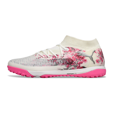 Chuteira Society Puma Future 8 TF Rosa e Branco
