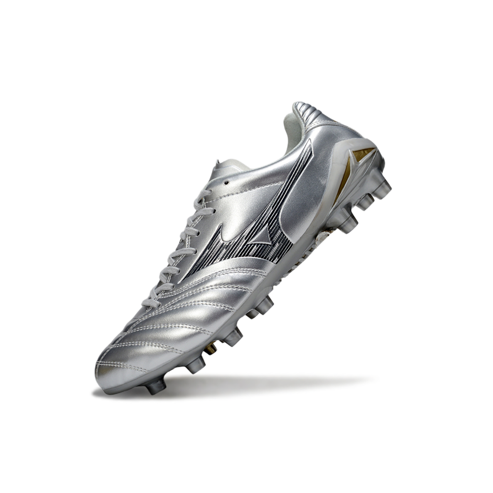 Chuteira Campo Mizuno Morelia Neo 4 FG Prata "Platinum Pack"