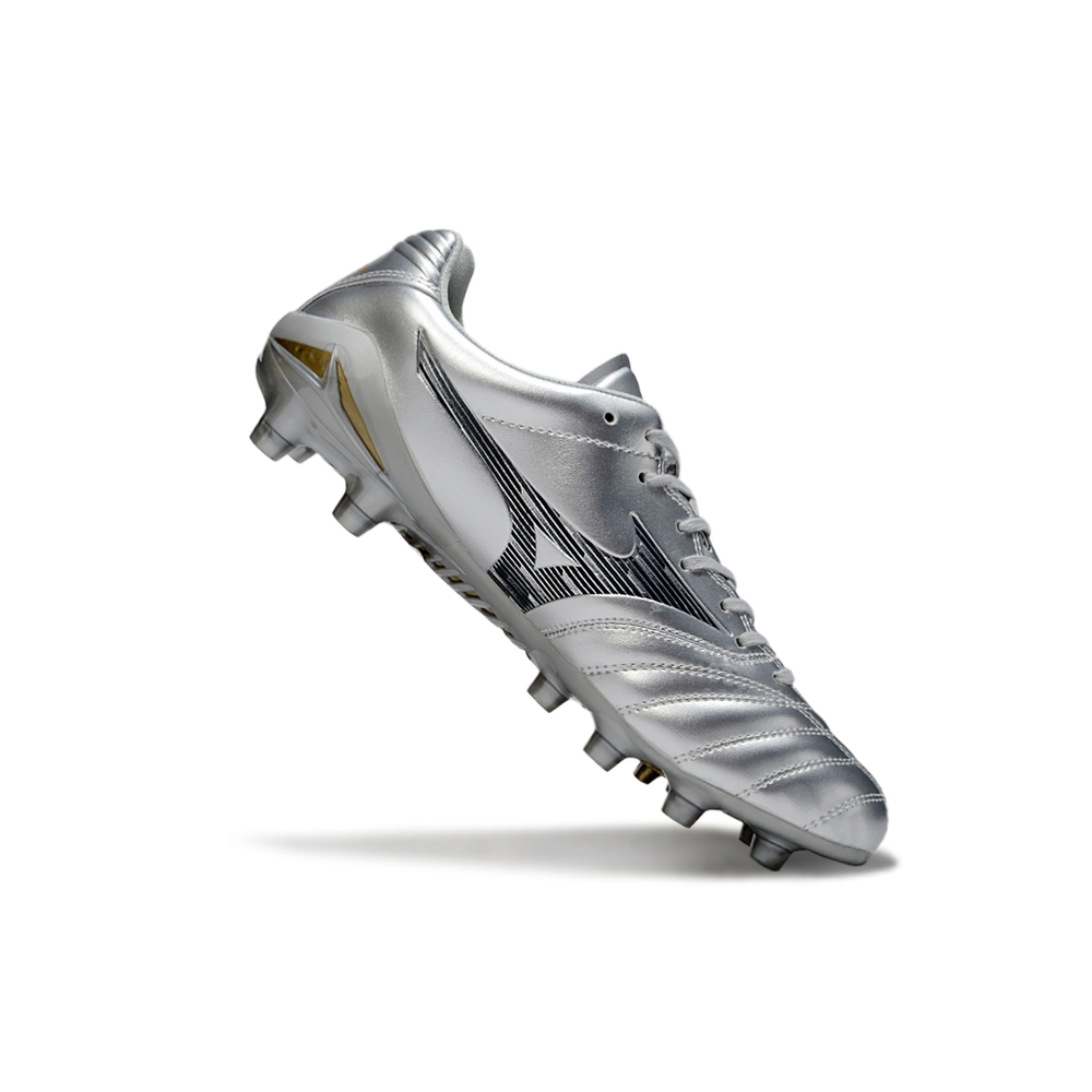 Chuteira Campo Mizuno Morelia Neo 4 FG Prata "Platinum Pack"