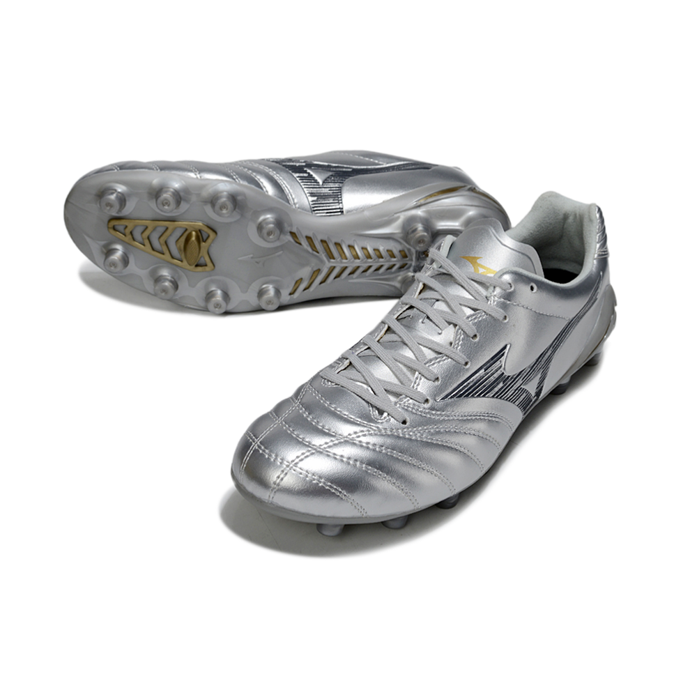 Chuteira Campo Mizuno Morelia Neo 4 FG Prata "Platinum Pack"