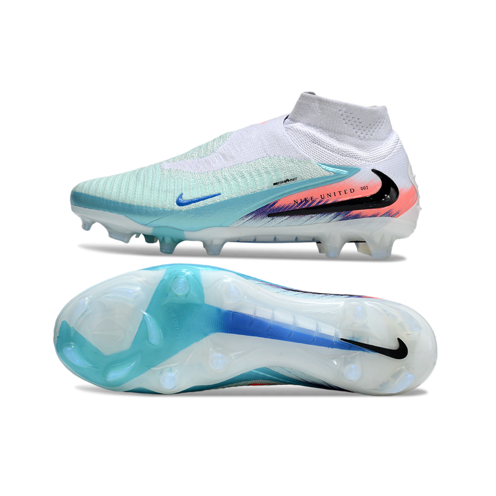 Chuteira Campo Nike Phantom GX 6 Elite FG Branco, Verde, Azul e Rosa