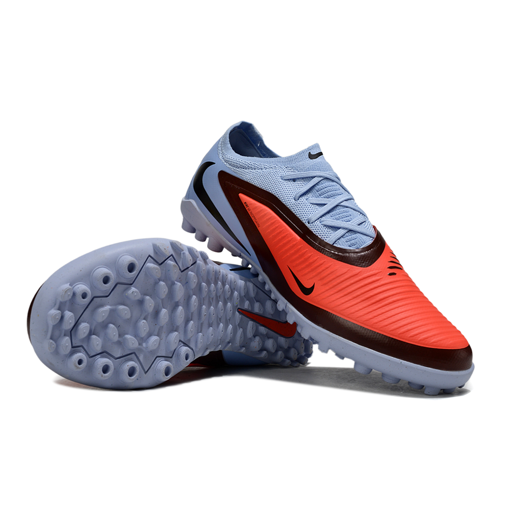 Chuteira Society Nike Phantom ReactX 6 Pro TF Azul e Laranja