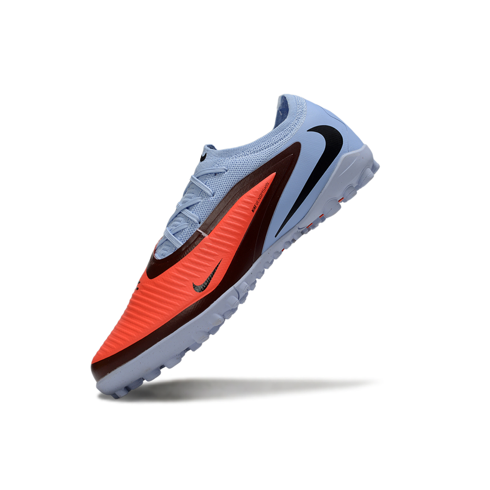 Chuteira Society Nike Phantom ReactX 6 Pro TF Azul e Laranja