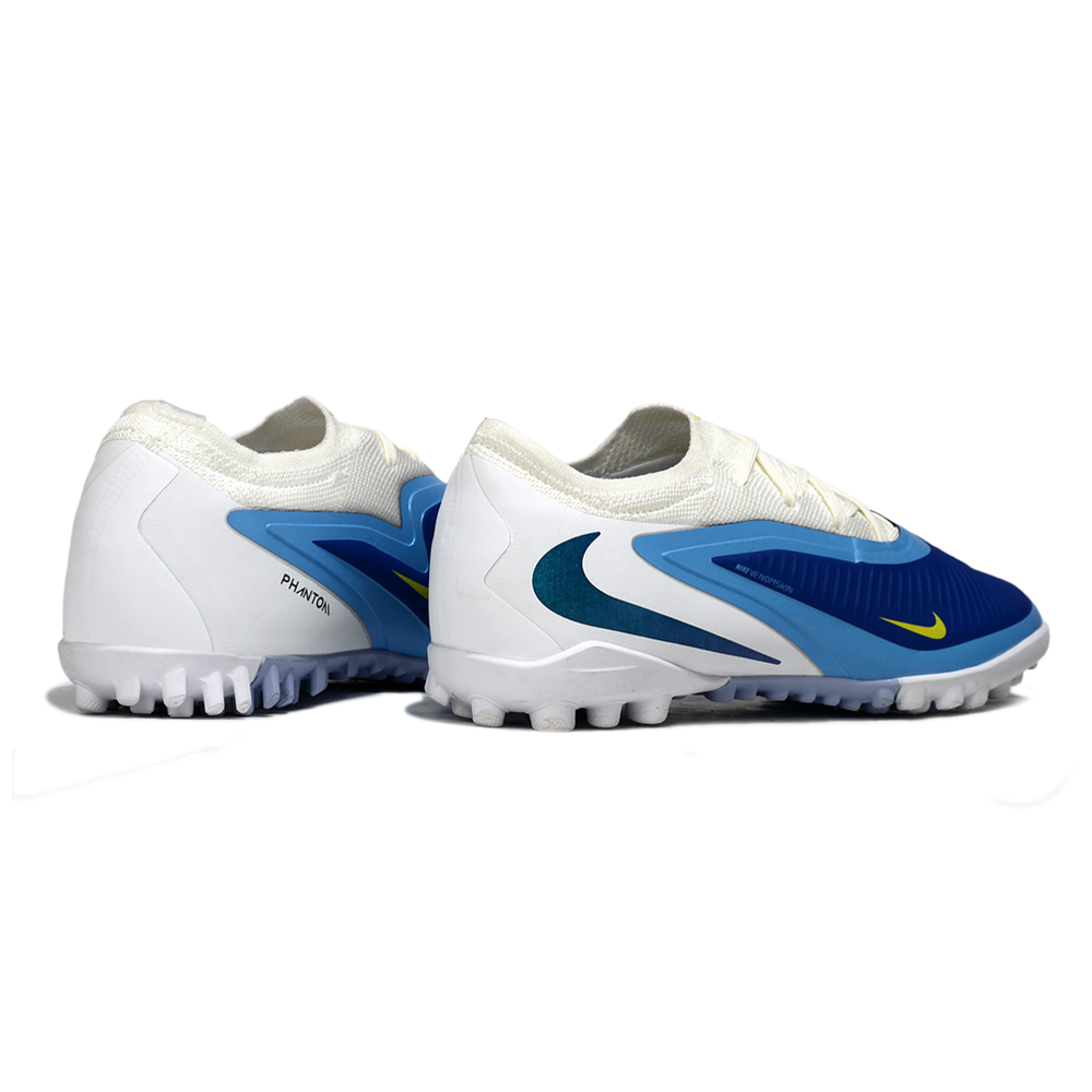 Chuteira Society Nike Phantom ReactX 6 Pro TF Branco e Azul