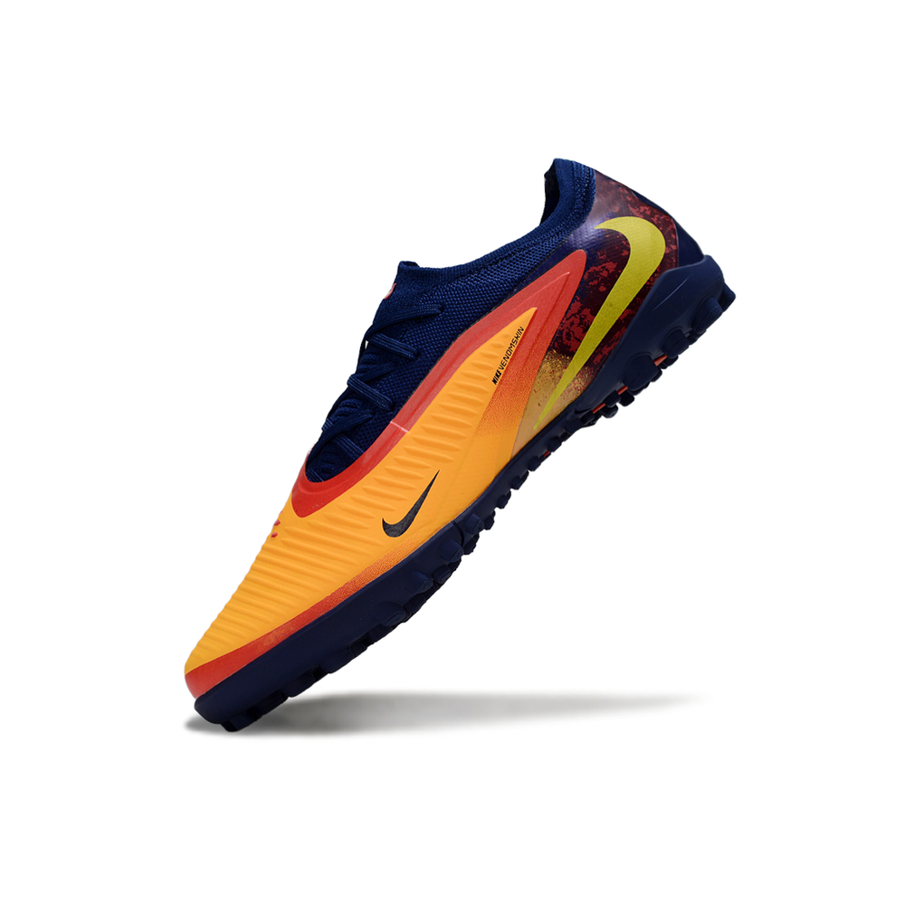 Chuteira Society Nike Phantom ReactX 6 Pro TF Azul e Laranja