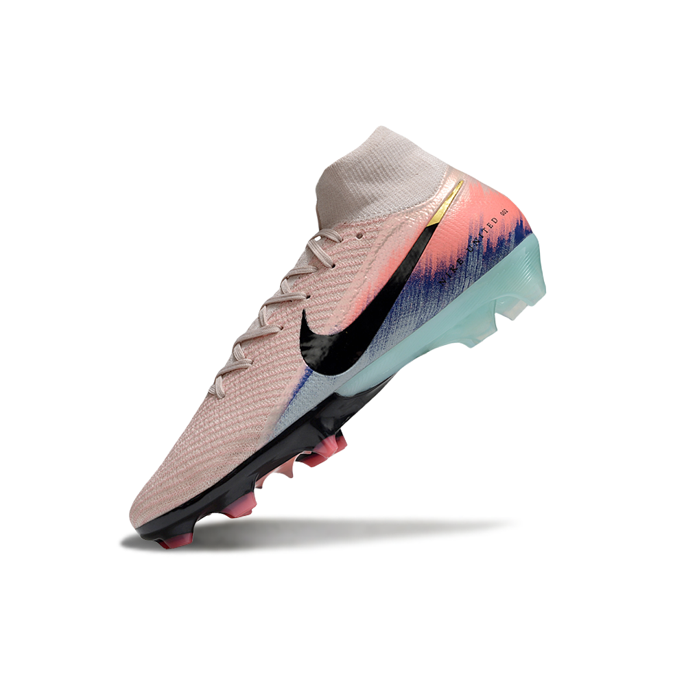 Chuteira Campo Nike Air Zoom Mercurial Superfly 10 Elite FG Rosa, Azul e Preto