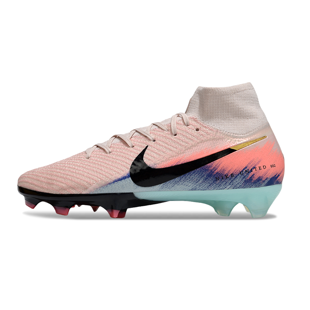 Chuteira Campo Nike Air Zoom Mercurial Superfly 10 Elite FG Rosa, Azul e Preto