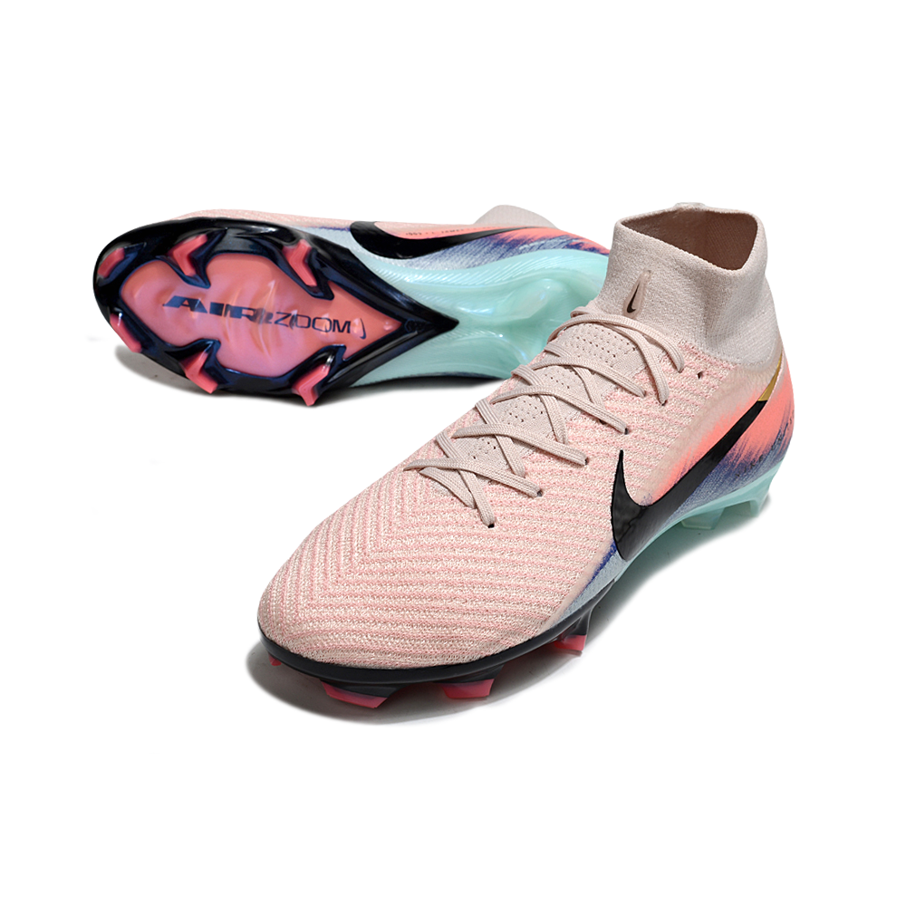 Chuteira Campo Nike Air Zoom Mercurial Superfly 10 Elite FG Rosa, Azul e Preto