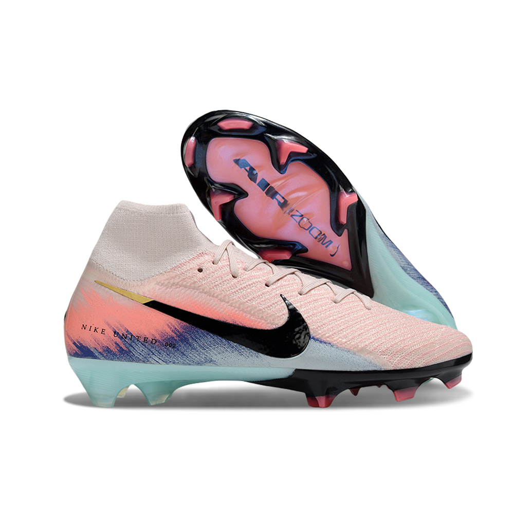 Chuteira Campo Nike Air Zoom Mercurial Superfly 10 Elite FG Rosa, Azul e Preto
