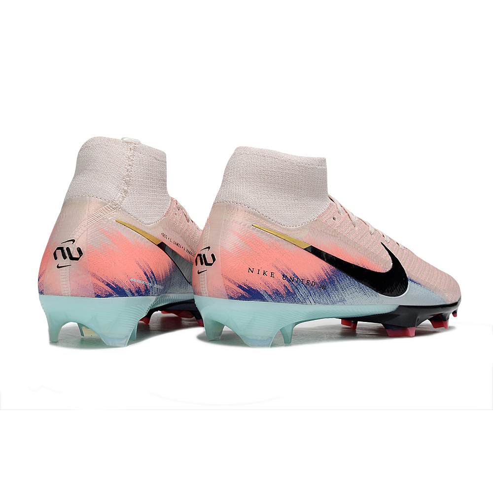 Chuteira Campo Nike Air Zoom Mercurial Superfly 10 Elite FG Rosa, Azul e Preto