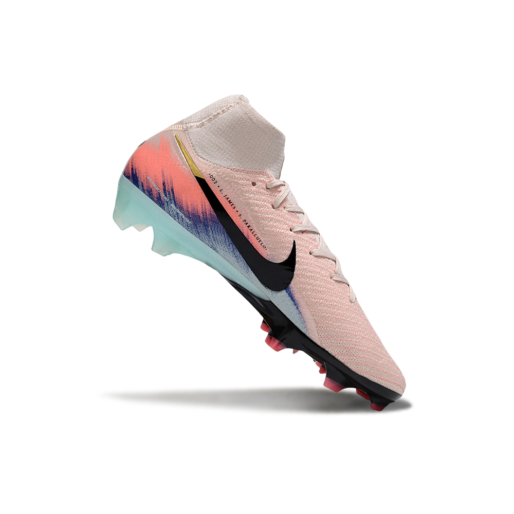 Chuteira Campo Nike Air Zoom Mercurial Superfly 10 Elite FG Rosa, Azul e Preto