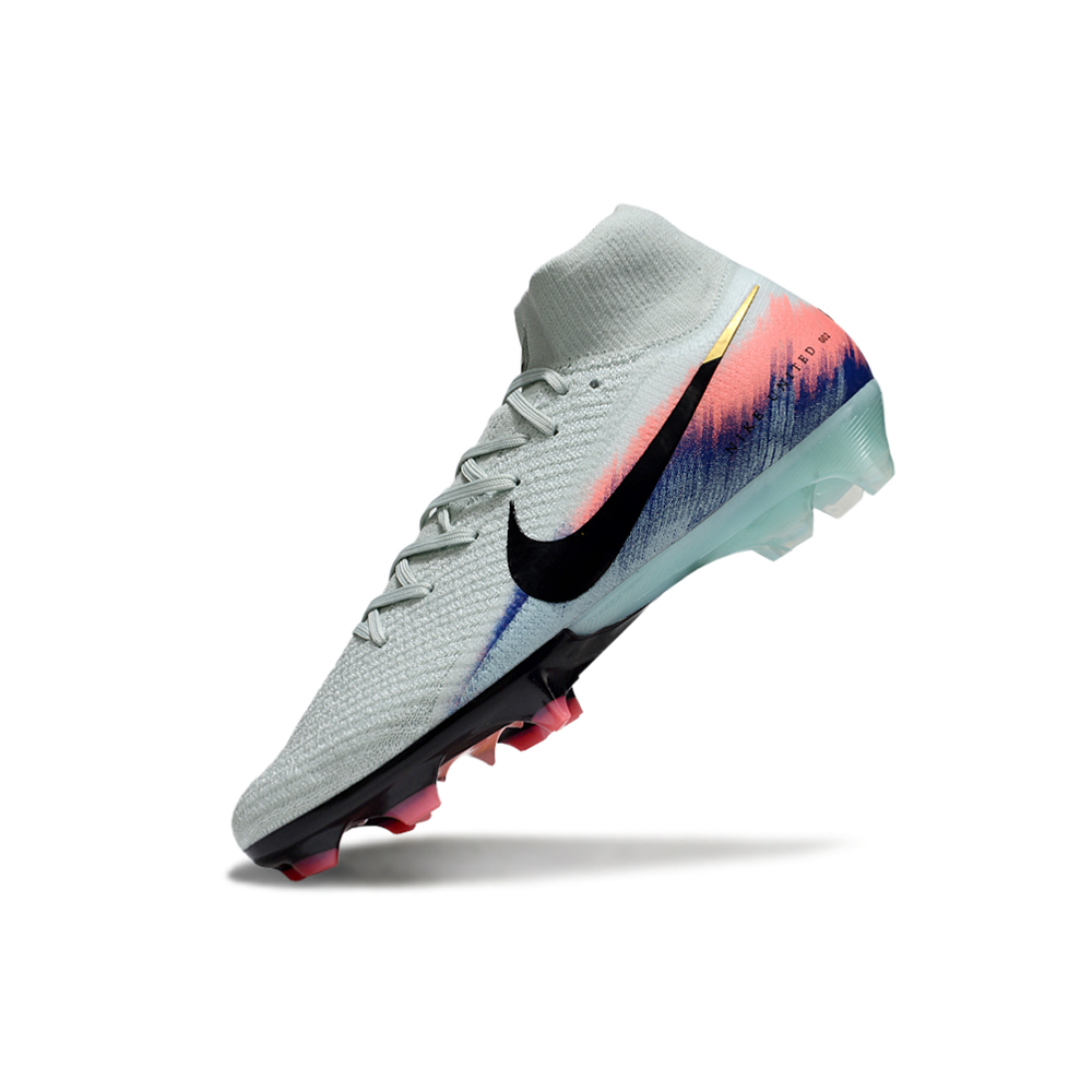 Chuteira Campo Nike Air Zoom Mercurial Superfly 10 Elite FG Azul, Rosa e Preto