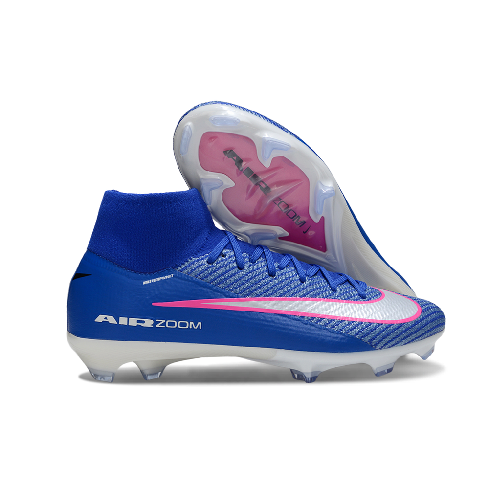Chuteira Campo Nike Air Zoom Mercurial Superfly 10 Elite FG Azul e Rosa