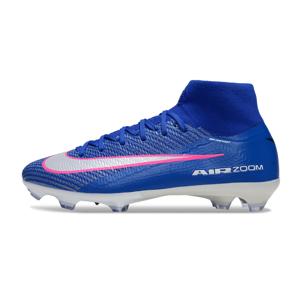 Chuteira Campo Nike Air Zoom Mercurial Superfly 10 Elite FG Azul e Rosa