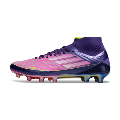 Chuteira Campo Adidas F50 Cano Médio FG Roxo, Rosa e Verde "Lamine Yamal"
