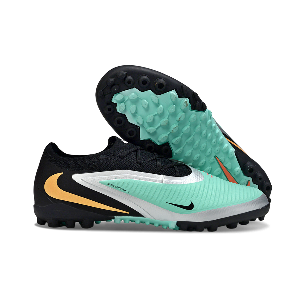 Chuteira Society Nike Phantom ReactX 6 Pro TF Verde, Preto e Laranja
