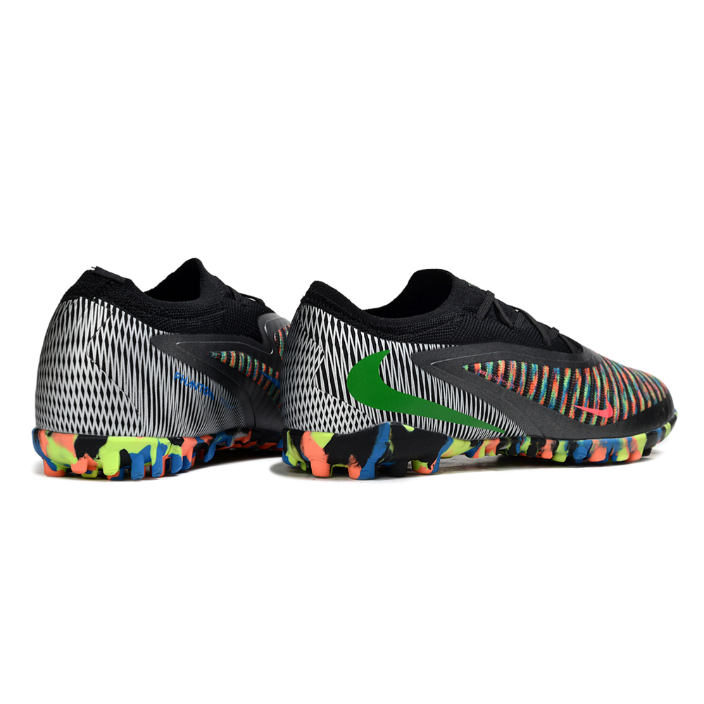Chuteira Society Nike Phantom ReactX 6 Pro TF Preto, Azul, Verde e Laranja