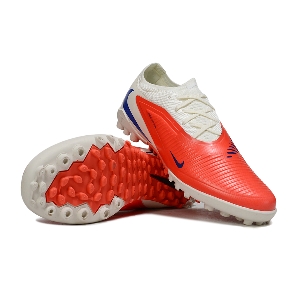 Chuteira Society Nike Phantom ReactX 6 Pro TF Branco, Laranja e Azul