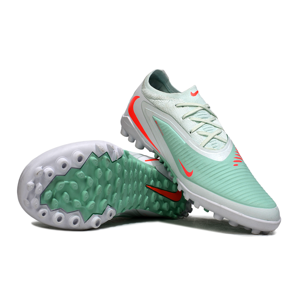 Chuteira Society Nike Phantom ReactX 6 Pro TF Verde e Laranja