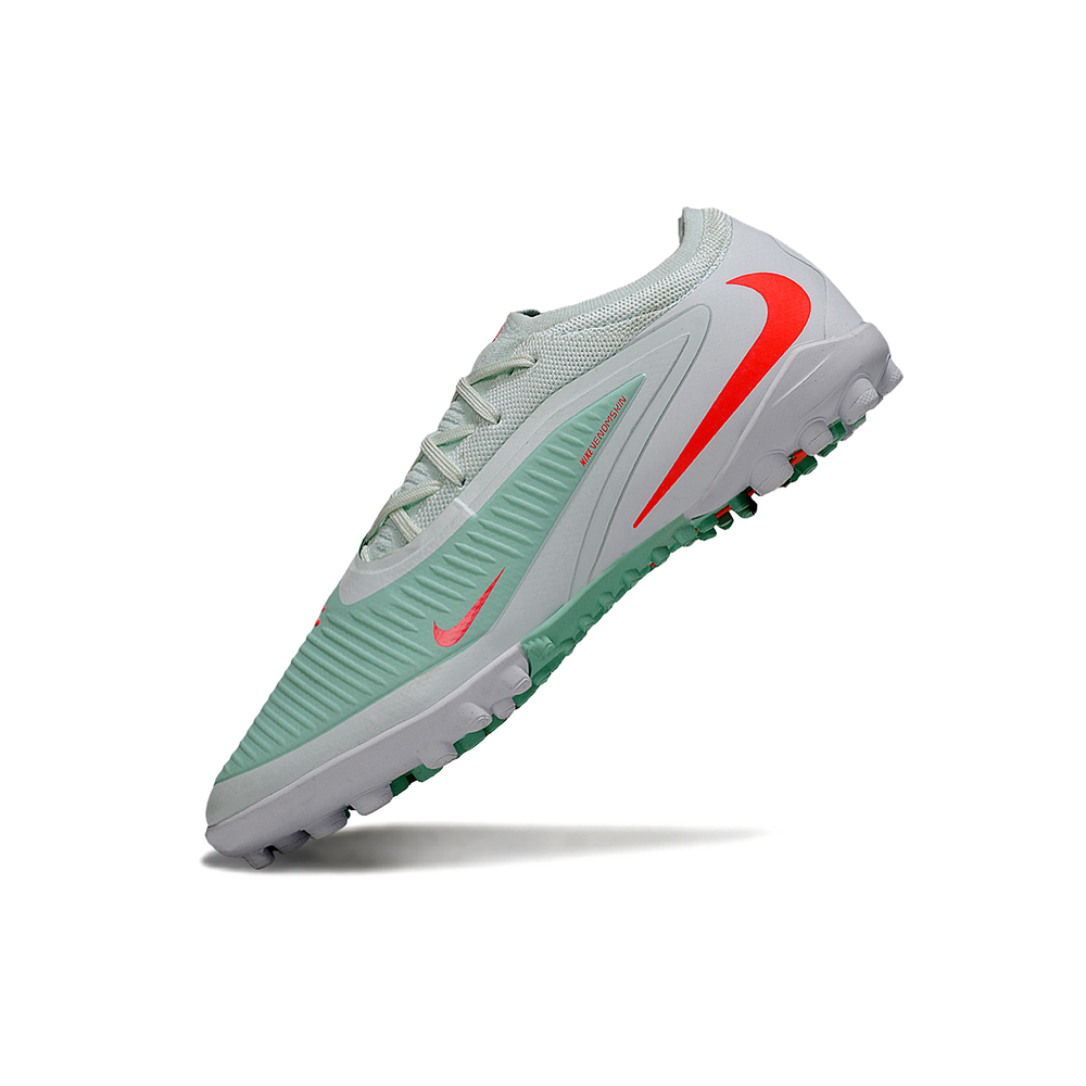 Chuteira Society Nike Phantom ReactX 6 Pro TF Verde e Laranja