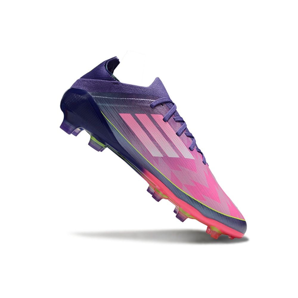 Chuteira Campo Adidas F50 FG Roxo, Rosa e Verde "Lamine Yamal"