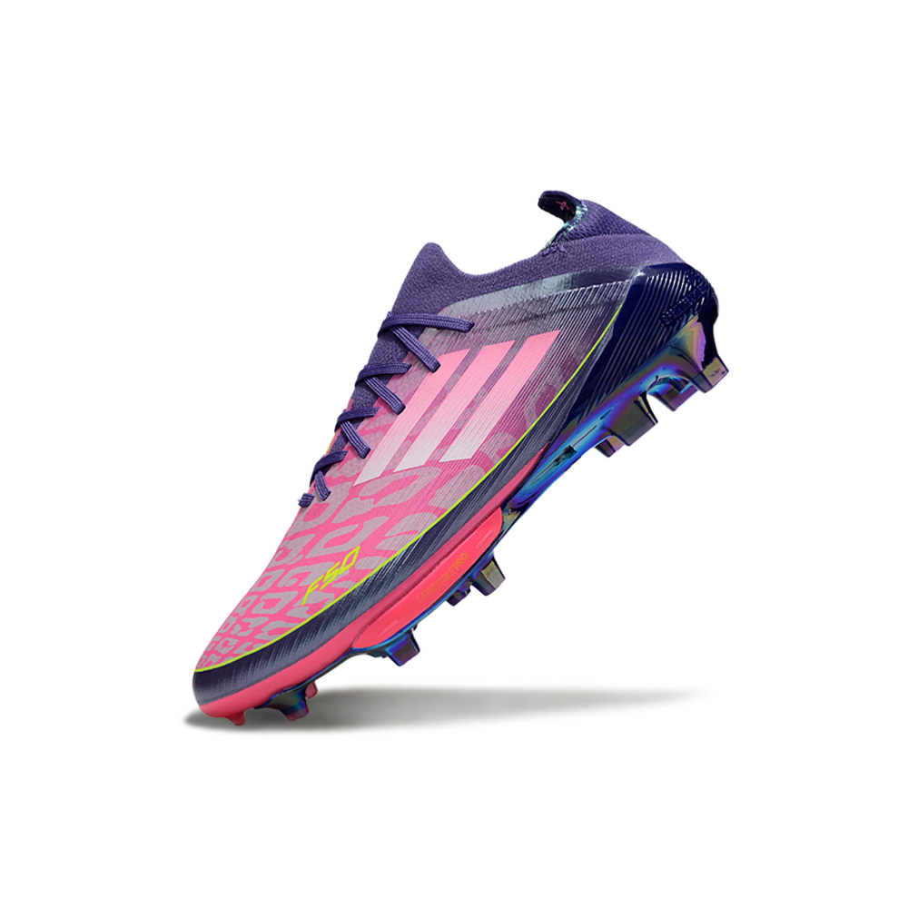 Chuteira Campo Adidas F50+ FG Roxo, Rosa e Verde "Lamine Yamal"