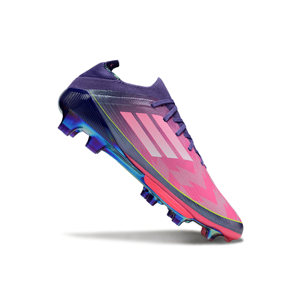 Chuteira Campo Adidas F50+ FG Roxo, Rosa e Verde "Lamine Yamal"