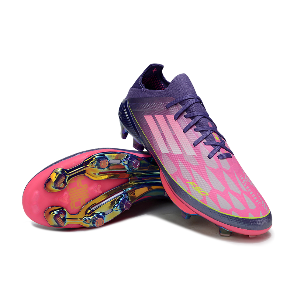 Chuteira Campo Adidas F50+ FG Roxo, Rosa e Verde "Lamine Yamal"