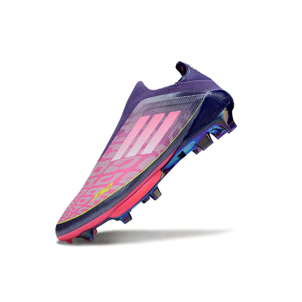 Chuteira Campo Adidas F50+ LL FG Roxo, Rosa e Verde "Lamine Yamal"