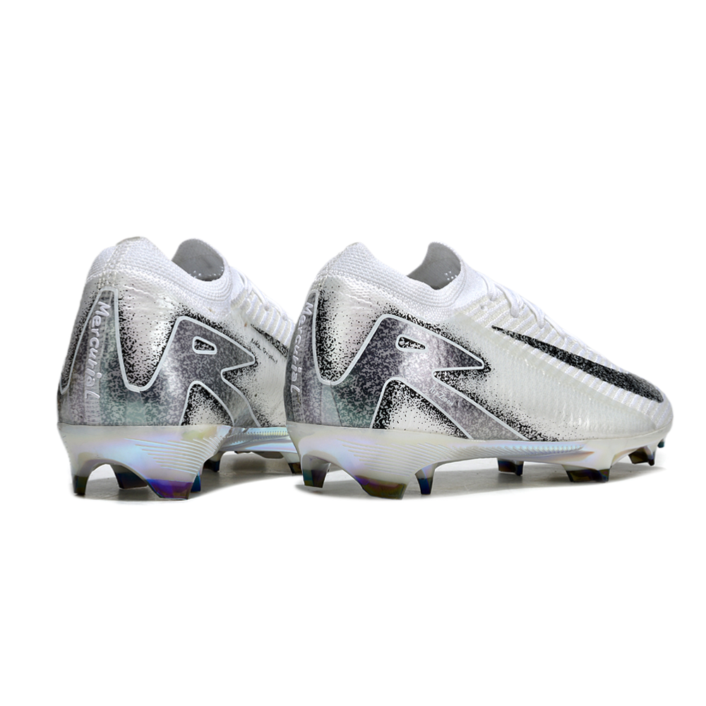 Chuteira Infantil Campo Nike Air Zoom Mercurial Vapor 16 Elite FG Branco e Preto